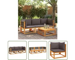The Living Store Loungeset Acaciahout Grijs - Robuust en Comfortabel - Modulair Design - Complete Set met Kussens Loungeset - Tuinset - Acacia Hout - Outdoor Furniture - Tuinmeubels - Lounge Set - Balkon Meubel