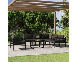 The Living Store Loungeset Allibert - Aluminium - Antraciet - 60x60x38 cm - Modulair design