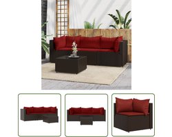 The Living Store Loungeset Allibert - Bruin - PE-rattan - Hoekbank - Middenbank - Salontafel Loungeset - Buitenset - Lounge Bank - Hoeksofa - Tuinset - Terras Set - Garden Furniture - Patio Set