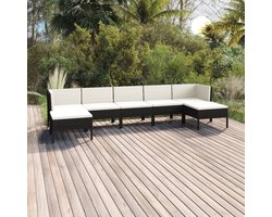 The Living Store Loungeset Allibert - Tuinmeubelen - 57x69x69 cm - Zwart - Crèmewit