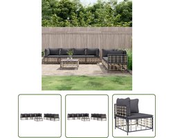 The Living Store Loungeset - Antraciet - Poly rattan - 72 x 72 x 66 cm - Weerbestendig materiaal Loungebank - Tuinset - Lounge Set - Buitenshuis Wonen - Polyrattan - Antraciet Kleur - Balkon Meubels - Tuinstoel - Loungestoel