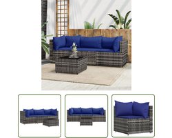 The Living Store Loungeset Grijs PE-Rattan - 63x63x57.5 cm - Weerbestendig Loungeset - Lounge Set - Buitenset - Tuinset - Patio Set - Terrasset - Garden Furniture - Grijze Loungestoel