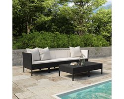 The Living Store loungeset Modulaire Tuinmeubelset - 6-delig - PE-rattan - Zwart - 69x69x69 cm - weerbestendig - 100% polyester