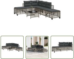 The Living Store Loungeset PE-Rattan Grijs 3-zits met Verstelbare Zijzitting - Inclusief Kussens Loungeset - Tuinmeubels - Lounge Set - Pe Rattan - Outdoor Furniture - Balkonset - Teras Meubel