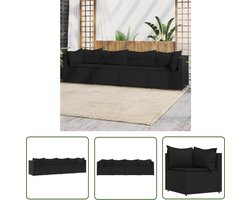 The Living Store Loungeset - PE-rattan - Zwart - 63x63x57.5cm - Verstelbare poten Loungeset - Lounge Stoel - Tuinstoel - Outdoor Furniture - Patioset - Balkon Meubel - Garden Sofa - Kunststof Tuinmeubels