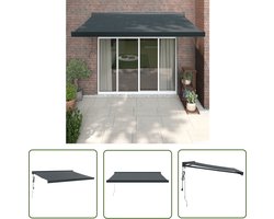 The Living Store Luifel uittrekbaar 3x2,5 m stof en aluminium antracietkleurig - Terras Overkapping - Zonnezegel - Buitenaansluiting - Veranda Scherm - Parasol