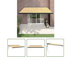 The Living Store Luifel uittrekbaar 4,5x3 m stof en aluminium geel en wit - Terras Overkapping - Tuinluifel - Zonnezegel - Buitenterras - Veranda