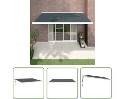 The Living Store Luifel uittrekbaar 4x3 m stof en aluminium antracietkleurig - Terras Overkapping - Tuin Veranda - Zonnebescherming - Buitenterras - Uitklapbare Luifel