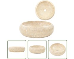 The Living Store Marmeren Gootsteen - Wastafel - 40 x 12 cm - Crème