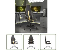 The Living Store Massage gamestoel kunstleer zwart en goudkleurig - Massage Fauteuil - Gamingstoel - Kantoorstoel - Ergonomische Stoel - Lederlook Stoel