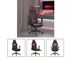 The Living Store Massage gamestoel met voetensteun kunstleer zwart en wijnrood - Gamestoel - Gamingstoel - Massage Functie - Ergonomische Stoel - Bureaustool
