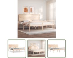 The Living Store Massief Grenenhouten Bedframe - 205.5 x 205.5 x 82.5 cm - Multiplex Lattenbodem