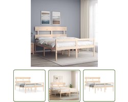 The Living Store Massief Grenenhouten Bedframe - Bed - Afmetingen- 205.5 x 165.5 x 81 cm - Ken- Multiplex lattenbodem - The Living Store