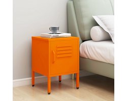 The Living Store Nachtkastje 35x35x51 cm staal oranje - Nachtkastje - Nachtlampje - Staalkasten - Oranjekleur - Industrieel Design