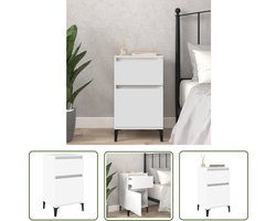 The Living Store Nachtkastje - 40 x 35 x 70 cm - Wit Bewerkt Hout