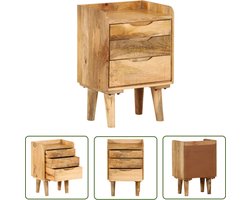 The Living Store Nachtkastje 40x30x59,5 cm massief mangohout - Nachtkastje - Kastje - Retro Nachtlamp - Vintage Kamermeubel - Mango Wood Furniture