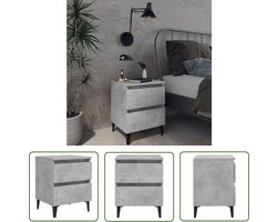 The Living Store Nachtkastje 40x35x50 cm bewerkt hout betongrijs - Nachtkastje - Industrial Style - Beton Grijs - Meubilair Slaapkamer - Opbergruimte