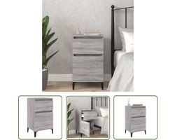 The Living Store Nachtkastje 40x35x70 cm bewerkt hout grijs sonoma eikenkleurig - Nachtkastje - Kastje - Salontafel - Woonaccessoires - Bedroom Furniture