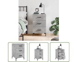 The Living Store Nachtkastje 40x40x66 cm bewerkt hout betongrijs - Nachtkastje - Beton Grijs - Kastje - Houten Kast - Slaapkamers