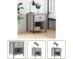 The Living Store Nachtkastje 40x42x50 cm bewerkt hout grijs sonoma eikenkleurig - Nachtkastje - Kastje - Slaapkamers - Woonkamern - Grijze Nachtstand