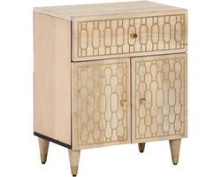 The Living Store Nachtkastje 50x33x60 cm massief mangohout - Nachtkastje - Mango Wood - Vintage Design - Woonaccessoires - Bedroom Furniture