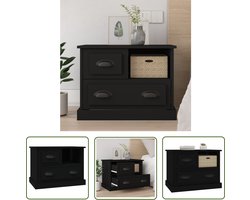 The Living Store Nachtkastje 60x39x45 cm zwart - Nachtkastje - Kastje - Nachttafel - Slaapkamers - Meubilair