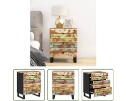 The Living Store Nachtkastje Industrieel Massief Gerecycled Hout - 50x33x62cm - 3 lades
