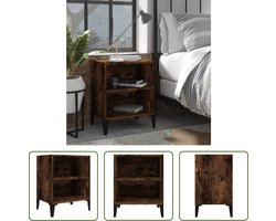 The Living Store Nachtkastje - Industrieel - Meubelen - 40x30x50 cm - Gerookt eiken