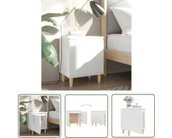The Living Store Nachtkastje Meubels - 40 x 30 x 50 cm - Scandinavische stijl - wit