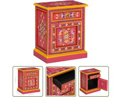 The Living Store Nachtkastje Retrostijl - 40 x 30 x 50 cm - Meerkleurig hout - Handgemaakt