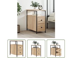 The Living Store Nachtkastje Sonoma eiken - 30 x 60 x 60 cm - Duurzaam bewerkt hout en ijzer meubel