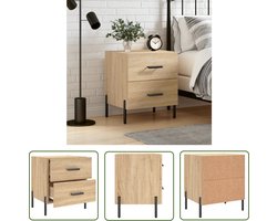 The Living Store Nachtkastje Sonoma Eiken - Bewerkt Hout - 40 x 35 x 47.5 cm - Opbergruimte