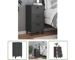 The Living Store Nachtkastje VIKEN bewerkt hout antracietgrijs - Nachtkastje - Kastje - Industrieel - Antraciet Grijs - Houten Kast