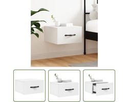 The Living Store Nachtkastje wandgemonteerd 35x35x20 cm wit - Wanddecoratie - Nachtkastje - Houten Kast - Badkamer Accessoires - Slaapkamer Meubels