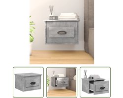 The Living Store Nachtkastje wandgemonteerd 41,5x36x28 cm betongrijs - Wandkast - Nachtkastje - Beton Grijs - Houten Meubilair - Minimalistisch
