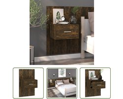 The Living Store Nachtkastje wandgemonteerd gerookt eikenkleurig - Wandlamp - Nachtlamp - Bergruimte - Badkamer Accessoires - Houten Meubilair