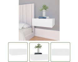 The Living Store Nachtkastje zwevend 40x30x15 cm bewerkt hout wit - Zwevend Nachtkastje - Nachtlampje - Kastje - Bureau Accessoires - Woonkamer Meubilair