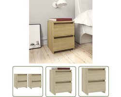 The Living Store Nachtkastjes 2 st 30x30x40 cm bewerkt hout sonoma eikenkleurig - Nachtkastje - Nachtkasten - Slaapkamer Meubilair - Bedkamer Accessoires - Sonoma Eiken