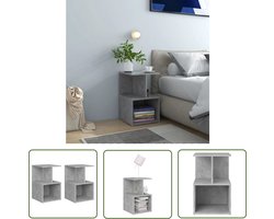 The Living Store Nachtkastjes 2 st 35x35x55 cm bewerkt hout betongrijs - Nachtkastjes - Betongrijs - Slaapkamer Meubilair - Houten Nachtkastjes - Sidetable