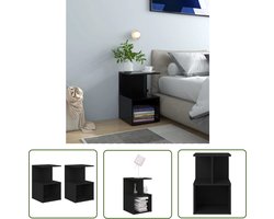 The Living Store Nachtkastjes 2 st 35x35x55 cm bewerkt hout zwart - Nachtkastjes - Slaapkamer Meubilair - Houten Nachtkastjes - Zwarte Nachtkastjes - Compact Nachtkastje