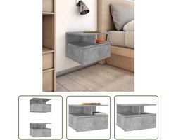 The Living Store Nachtkastjes 2 st 40x31x27 cm bewerkt hout betongrijs - Zwevend Nachtkastje - Nachtkastje Beton Grijs - Wandmontage Nachtkastje - Houten Nachtkastje - Compact Nachtkastje
