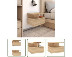 The Living Store Nachtkastjes 2 st 40x31x27 cm bewerkt hout sonoma eikenkleurig - Zwevende Nachtkastje - Nachtkastje - Salontafel - Kastje - Houten Meubilair