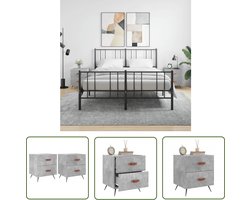 The Living Store Nachtkastjes 2 st 40x35x47,5 cm bewerkt hout betongrijs - Nachtkastjes - Betonnen Look - Slaapkamer Meubilair - Houten Kast - Grijze Kast