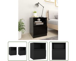 The Living Store Nachtkastjes 2 st 40x40x50 cm bewerkt hout zwart - Nachtkastjes - Bedkastjes - Nacht Tafels - Salontafel - Kamermeubel