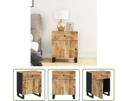 The Living Store Nachtkastjes 50x33x60 cm massief mangohout en bewerkt hout - Nachtkastje - Industrieel - Mangohout - Houten Kast - Slaapkamers