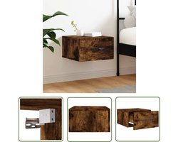 The Living Store Nachttafeltje - Gerookt eiken - Wandmontage - 35 x 35 x 20 cm