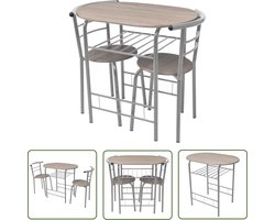 The Living Store Ontbijtbarset MDF - Ontbijtbarset - Bartafel - Barkrukken - Modern Meubilair - Eetkamermeubels