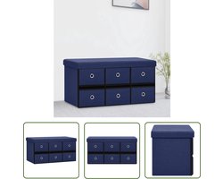 The Living Store Opbergbank - Halbank - Blauw - 76 x 38 x 38 cm - Kunstlinnen en MDF