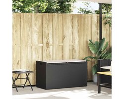 The Living Store Opbergbank met kussen voor buiten 100 cm poly rattan zwart - Opbergbank - Buitentijdbank - Lounge Bank - Ratan Bank - Garden Furniture
