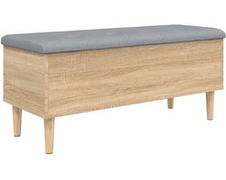 The Living Store Opbergbankje 102x42x46 cm bewerkt hout sonoma eikenkleurig - Opbergbankje - Opbergbankjes - Schoenenbankje - Halbankje